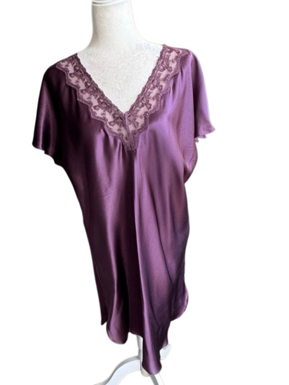 Vintage WinterSilks Deep Purple Chemise Nightgown 100% Silk Luxury SZ L